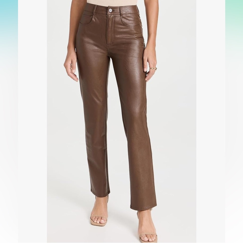 PAIGE Women's Stella Brown Faux Leather Jeans Size 30